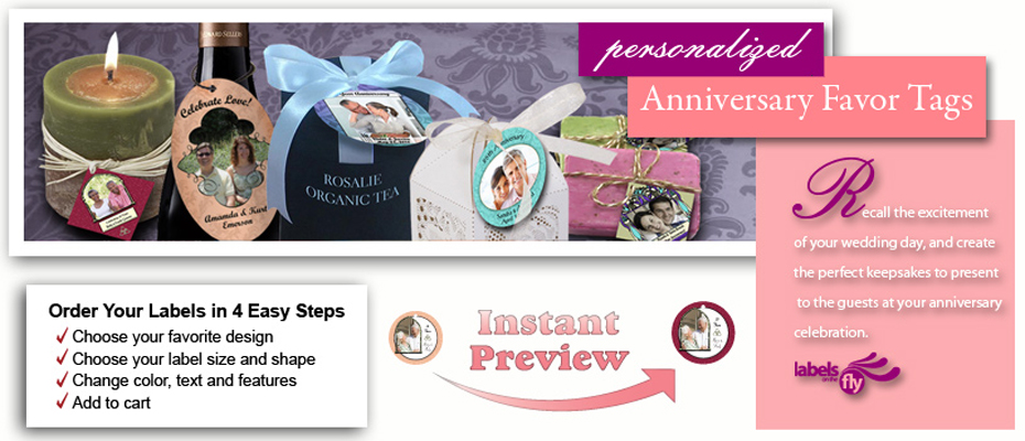 Custom anniversary tags personalized favor tags